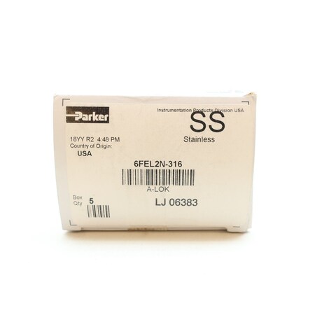 Parker 6Fel2N-316 A-Lok 1/8In 3/8In Stainless Npt Tube Pipe Elbow 5PK 6FEL2N-316